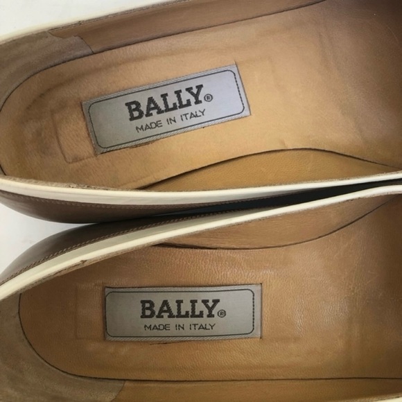Bally Leather Two Tone Color Block Tan Cream Slip On Loafers - Picture 12 of 14